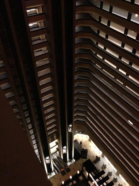 The New Orleans Hyatt Regency interior atrium from the 25th floor