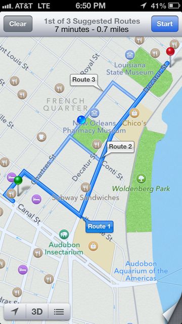 Three decent routes to get to Cafe Du Monde