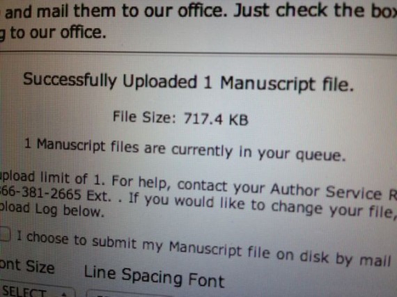 The real deal - it's official. September 10, 2013 book manuscript submitted.