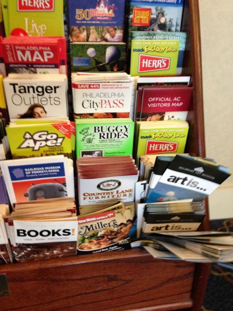 Hotel lobby tourist brochure rack