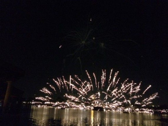 Epcot IllumiNations show viewed from Mexico bridge