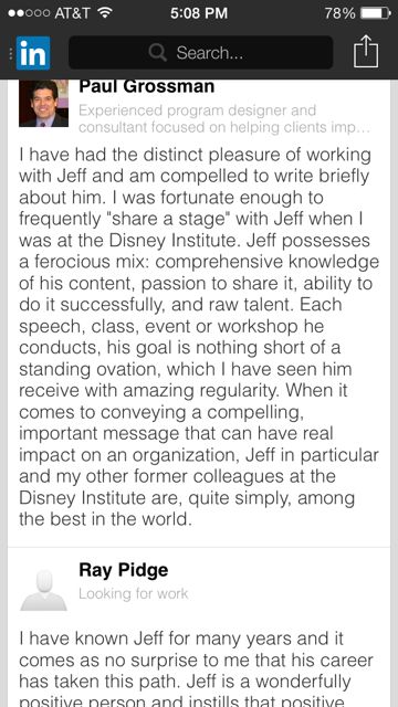 recommendation for jeff noel on LinkedIn