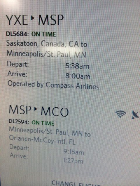 Travel itinerary screen shot