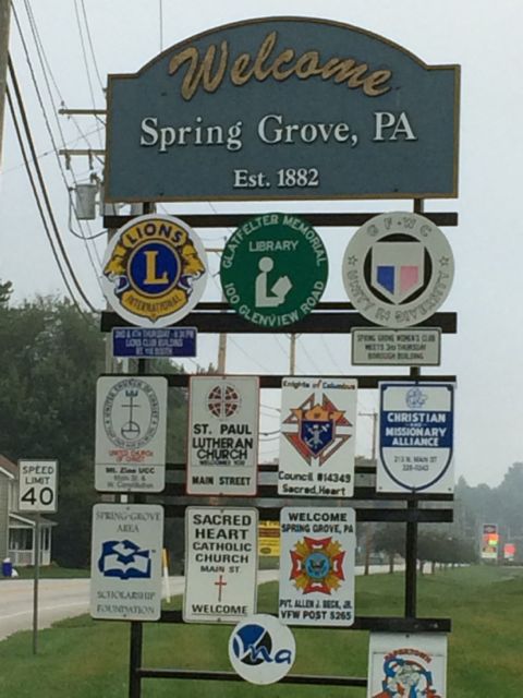 Small town welcome sign