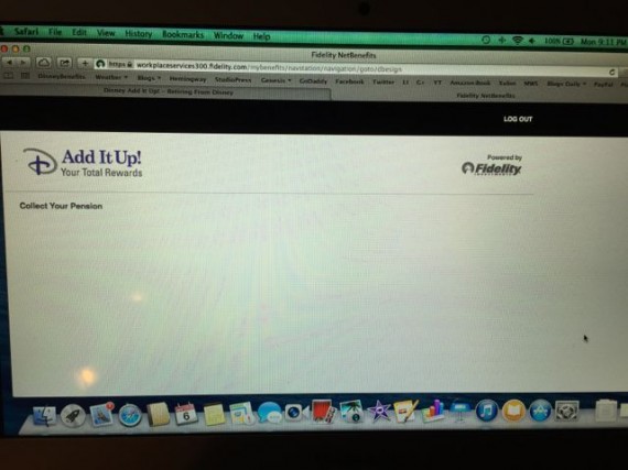 Fidelity Benefits pension screen shot