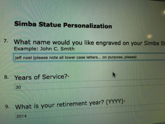 Disney Retirement form