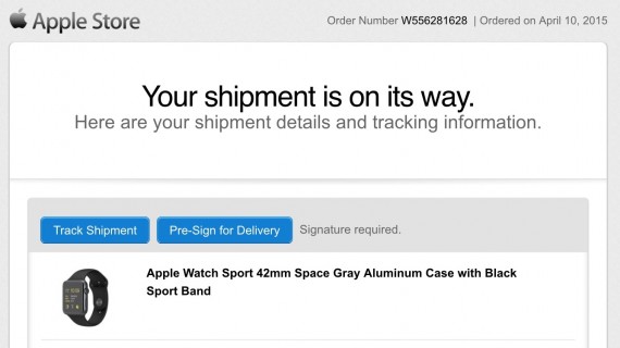 Apple Watch delivery email update