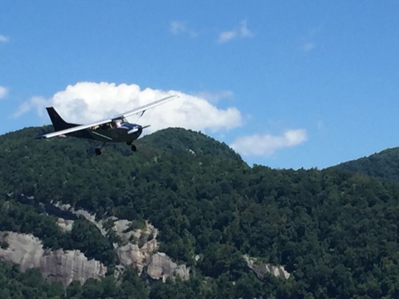 Small plane buzzing Chimney Rock