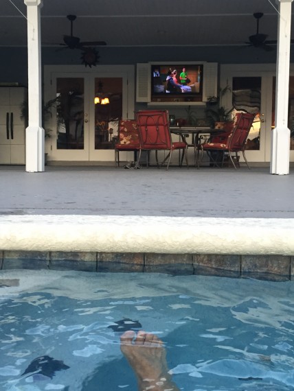 Watching tv from Florida pool