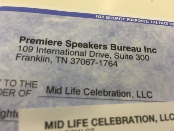 Speakers Bureau payment check