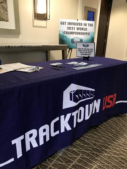 Track Town USA table at Disney World meeting