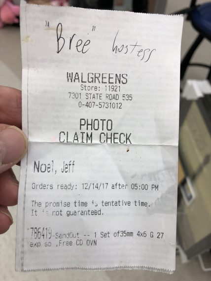 film developing receipt