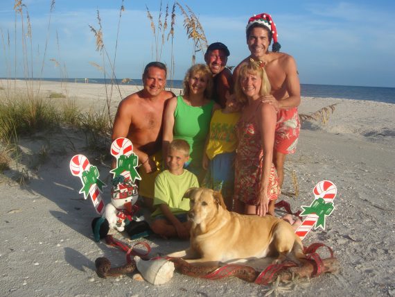 Family Christmas beach photo