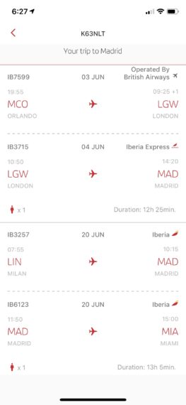 Iberia airline ticket