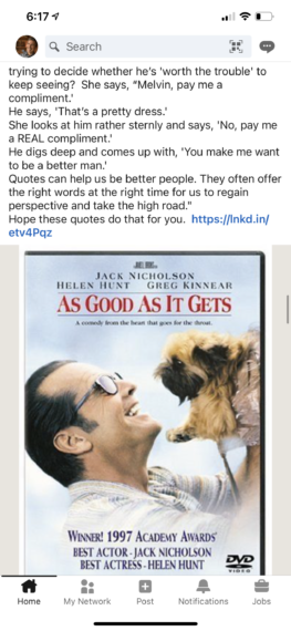 LinkedIn screen shot of a movie poster