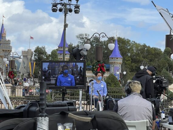 cinderella castle and media crew