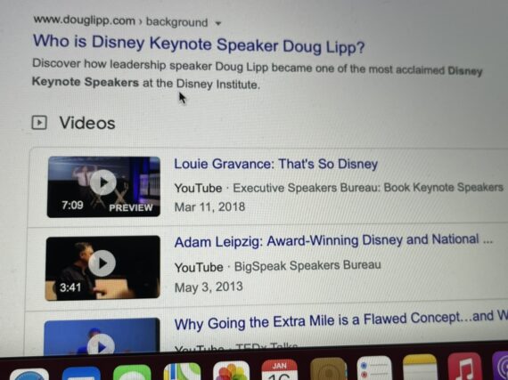 Google search results for Disney Keynote speaker