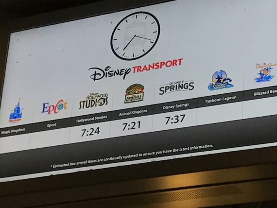 Disney Bus wait times sign