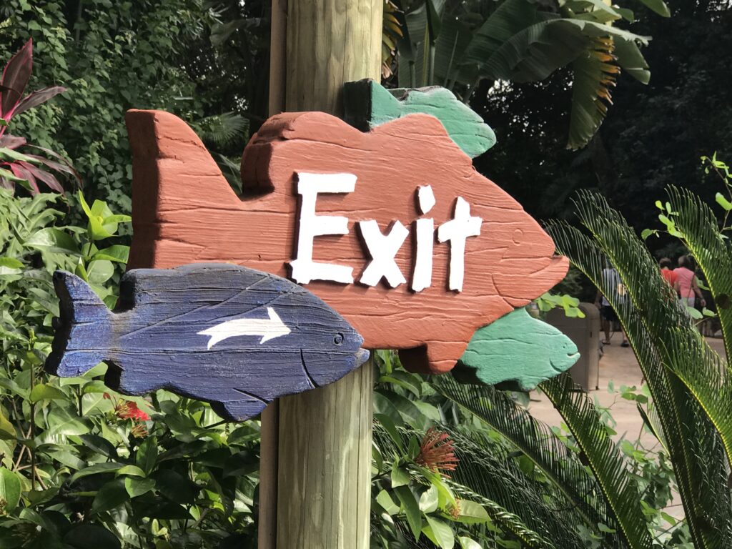 themed Disney exit sign