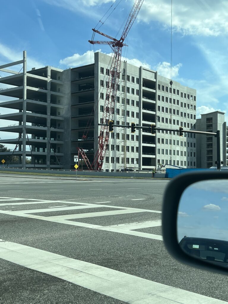 big intersection and building under construction