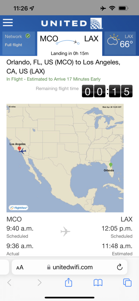 flight track app screen shot