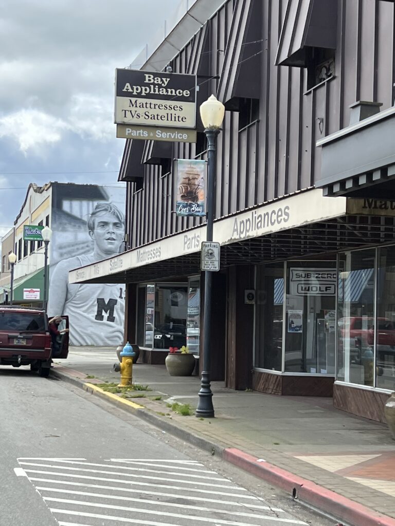 small town shops and sidewalk