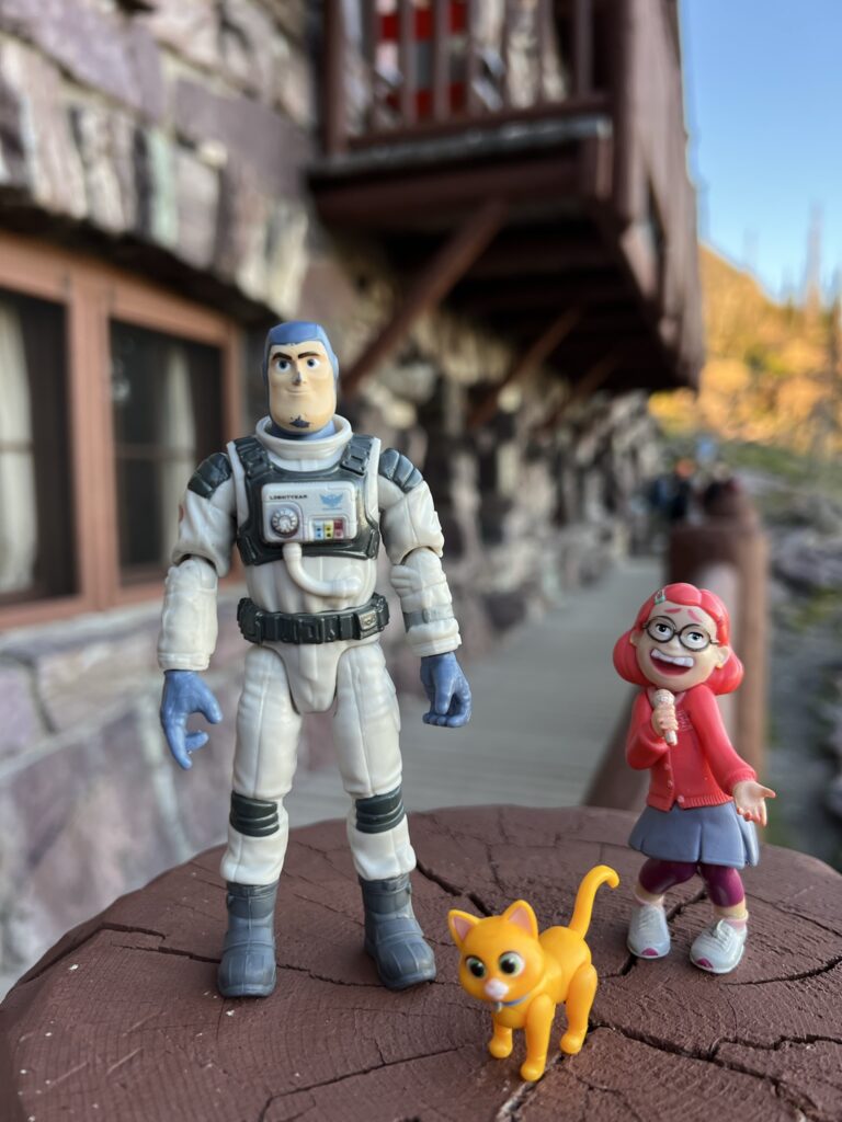 Disney toy figurines at mountain chalet