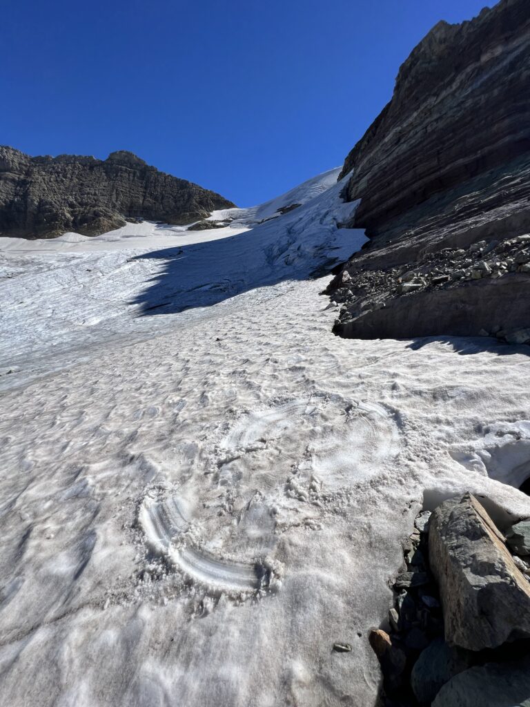 Snow angel on Glacier snow