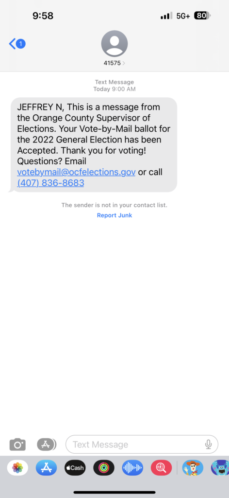 Voter confirmation text