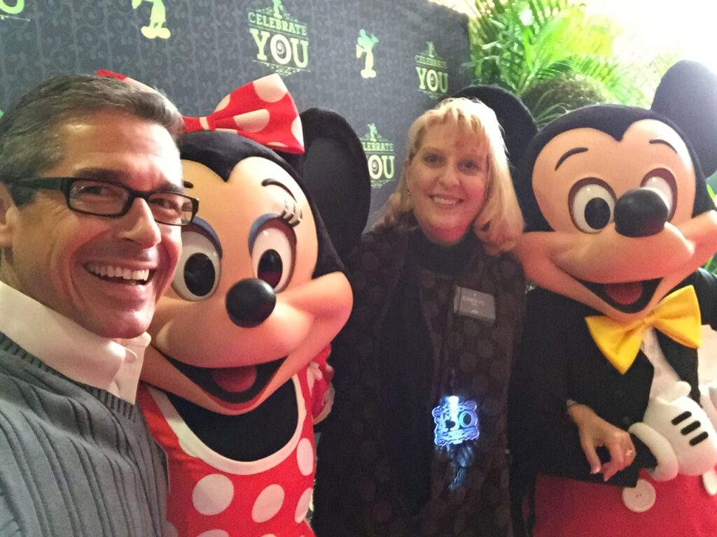 Disney Leaders Jeff and Cheryl Noel with Mickey and Minnie Mouse