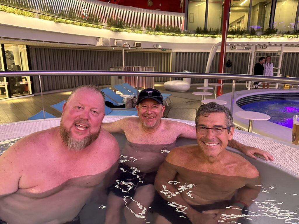 Some friends in a hot tub