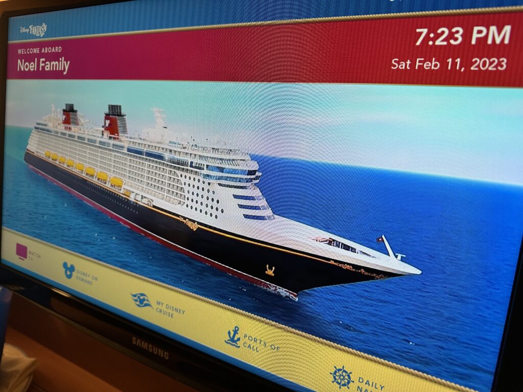 Cruise ship stateroom TV