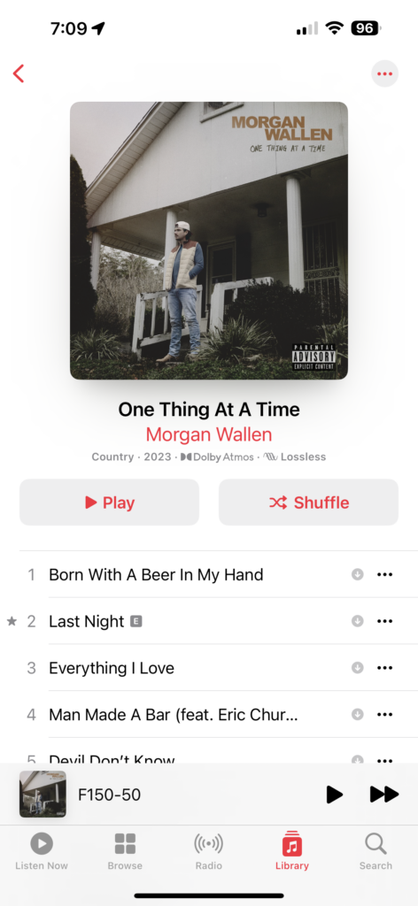 Morgan Wallen album iPhone screen shot