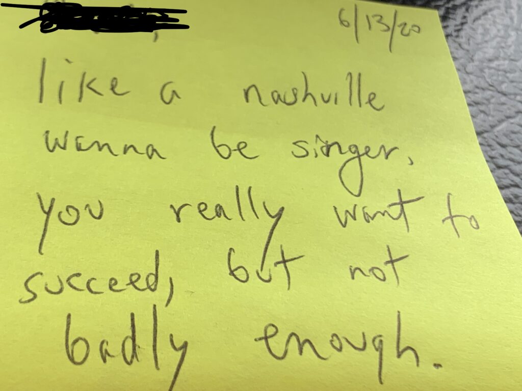 handwritten note on a post-it