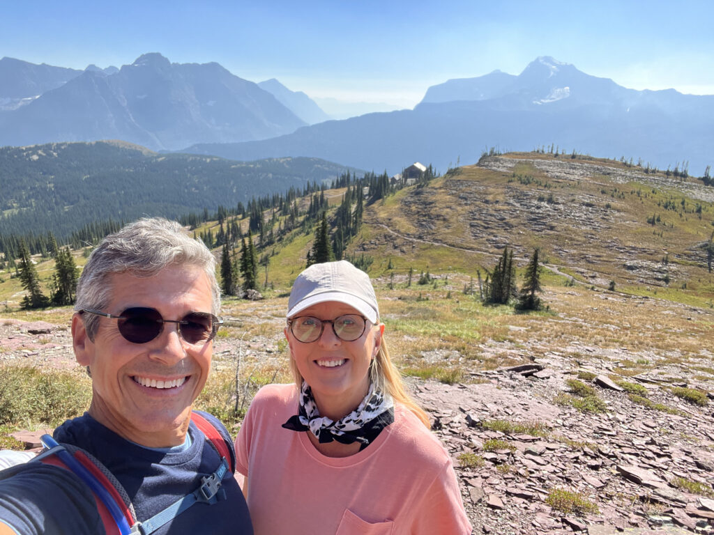 a couple hiking in the mountains