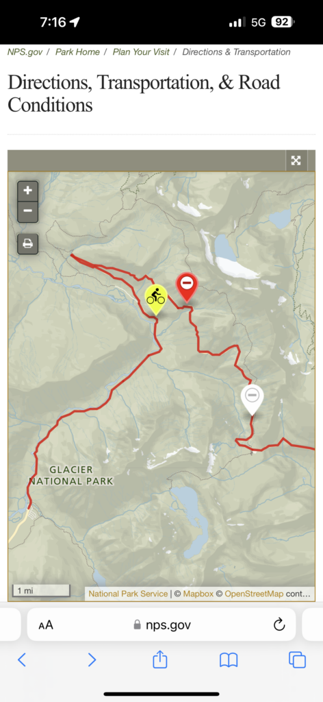 National park road map