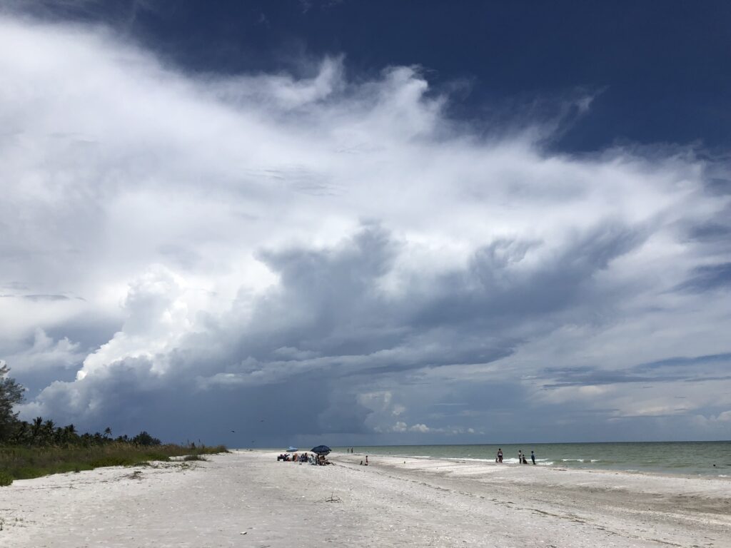 Beach with thunderstorm clouds