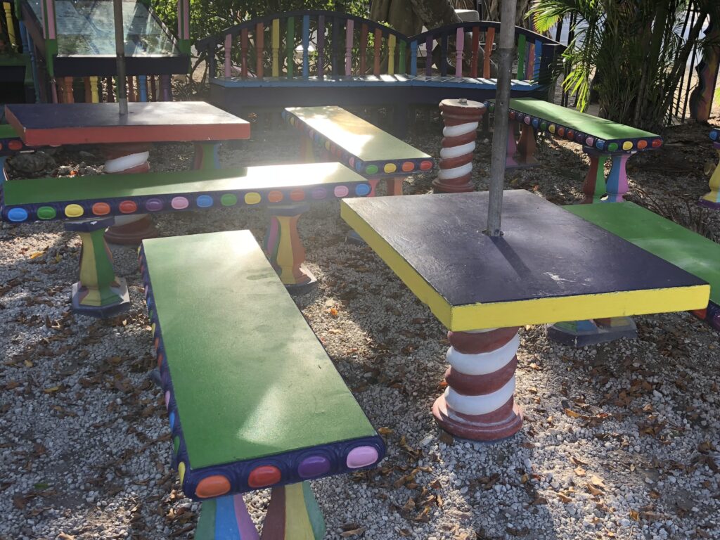 colorful tables and chairs
