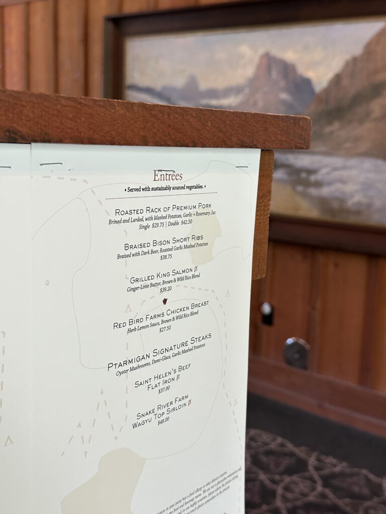 Restaurant menu