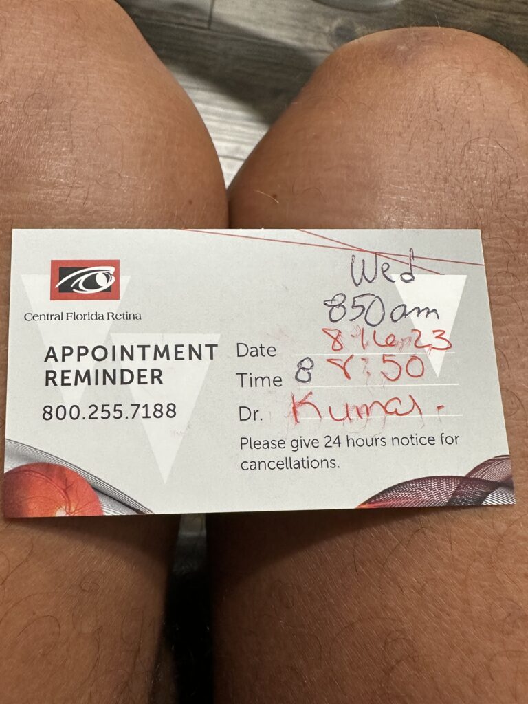 Doctor appointment card