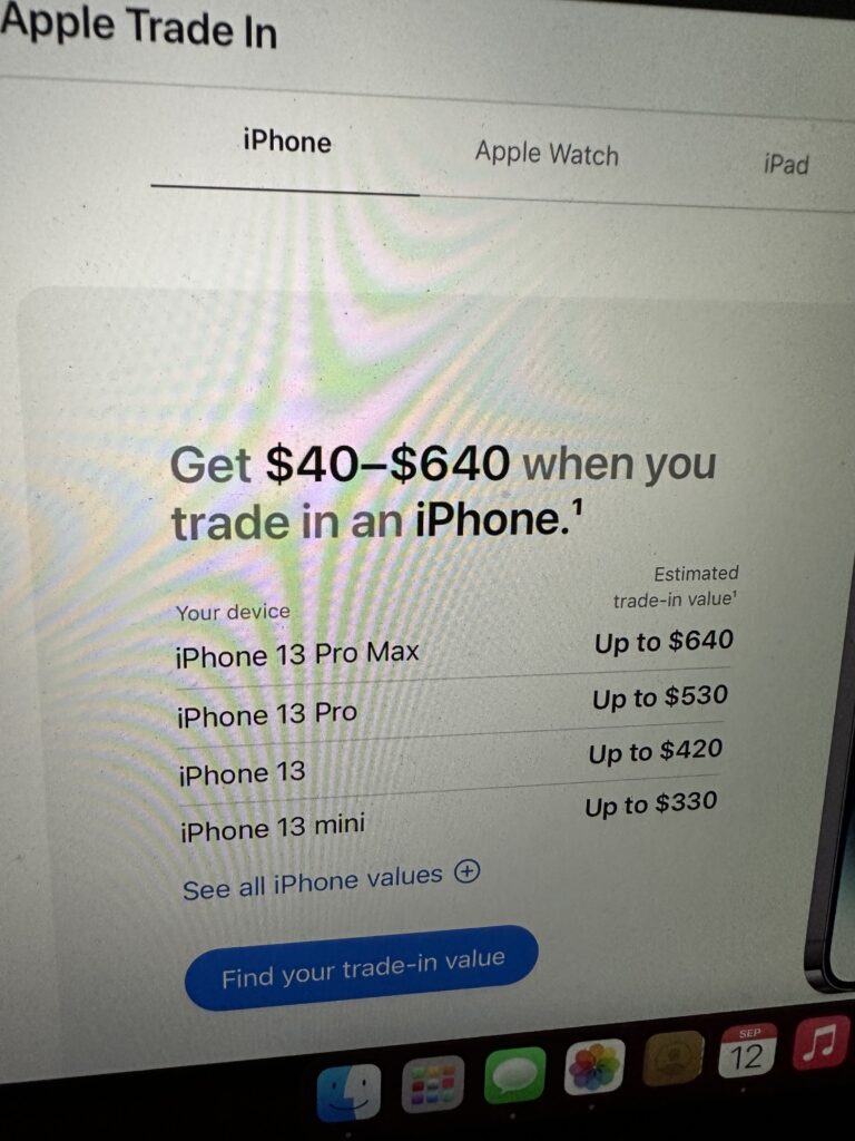 iPhone trade in value chart