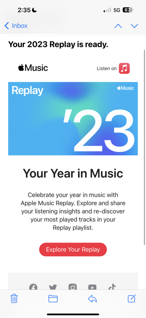 Email from Apple Music