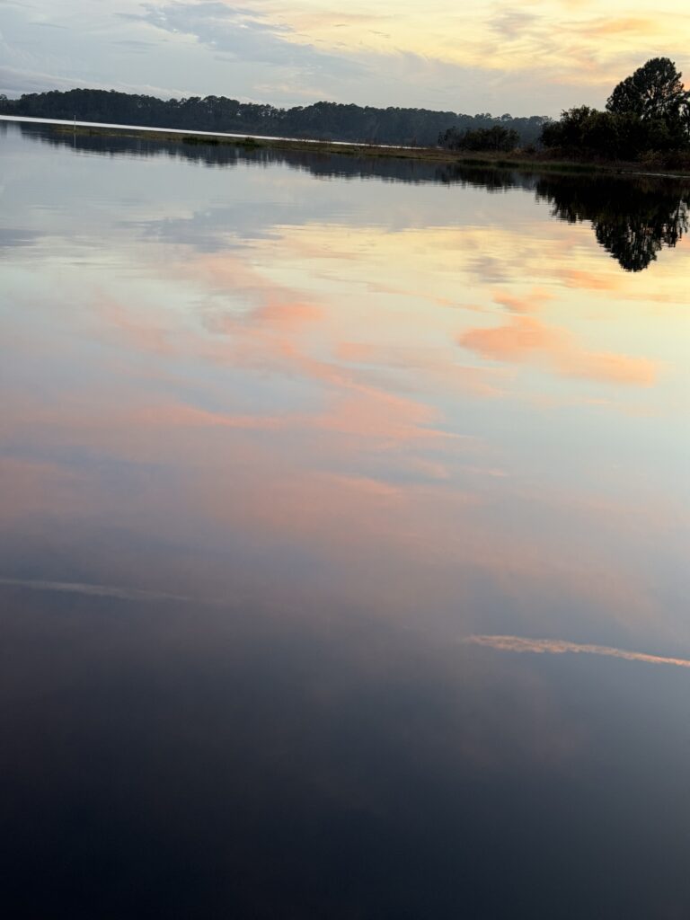 Lake reflection at sunset