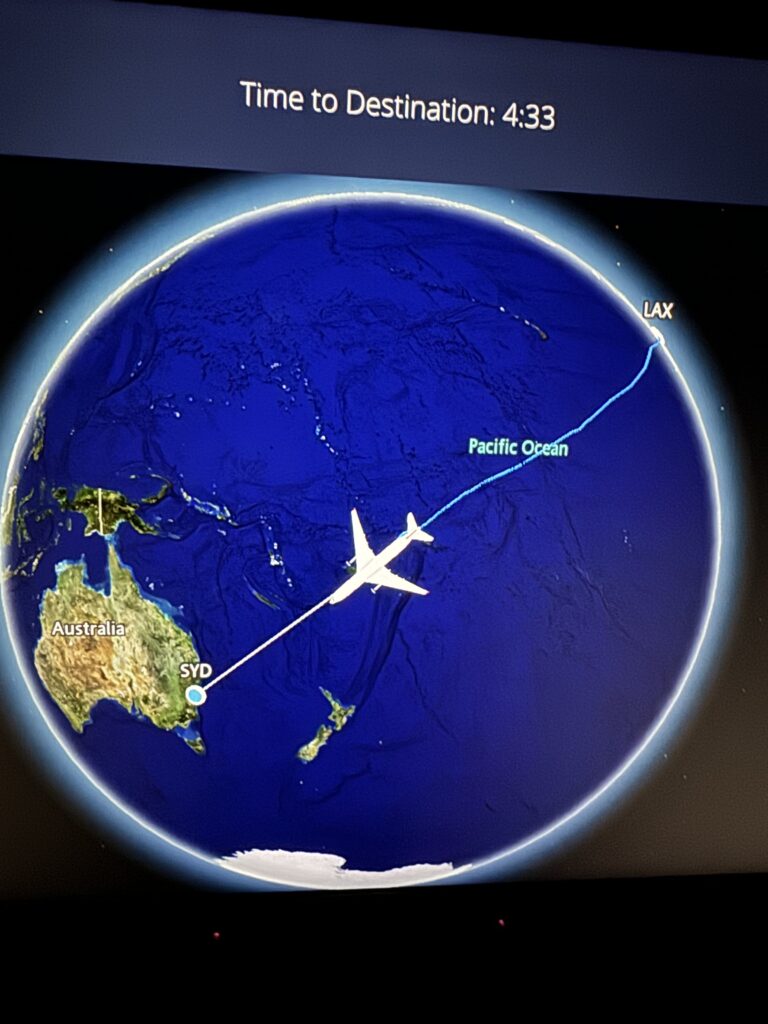 Flight map to Australia from space