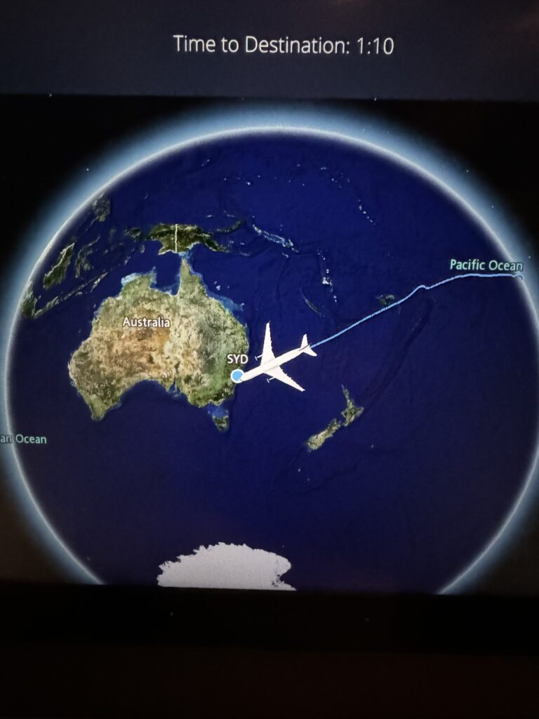 Flight map to Australia from space