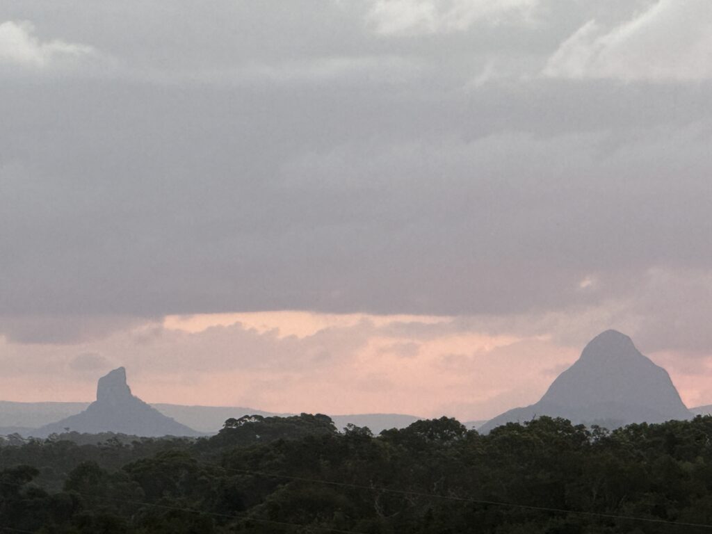 Two mountains on a horizon