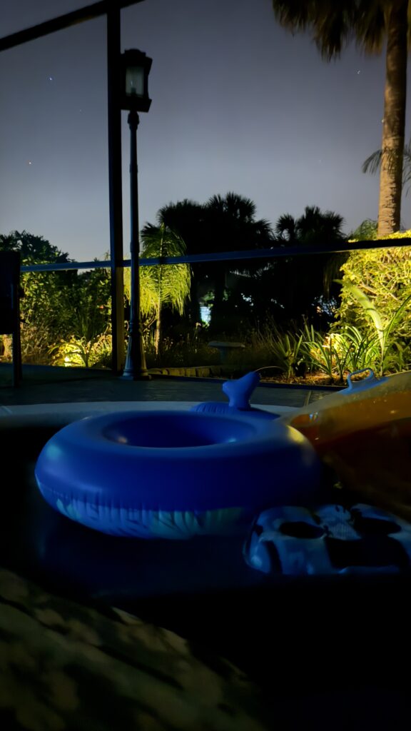 homeowner pool at night