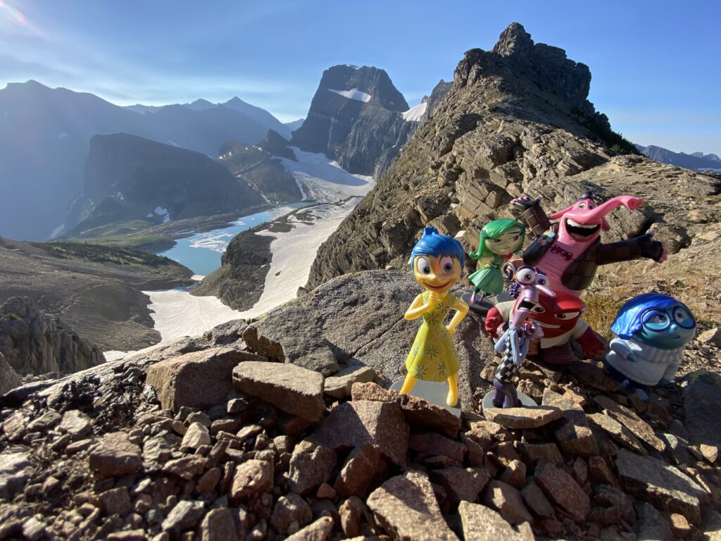 Disney Pixar toy figurines in the mountains