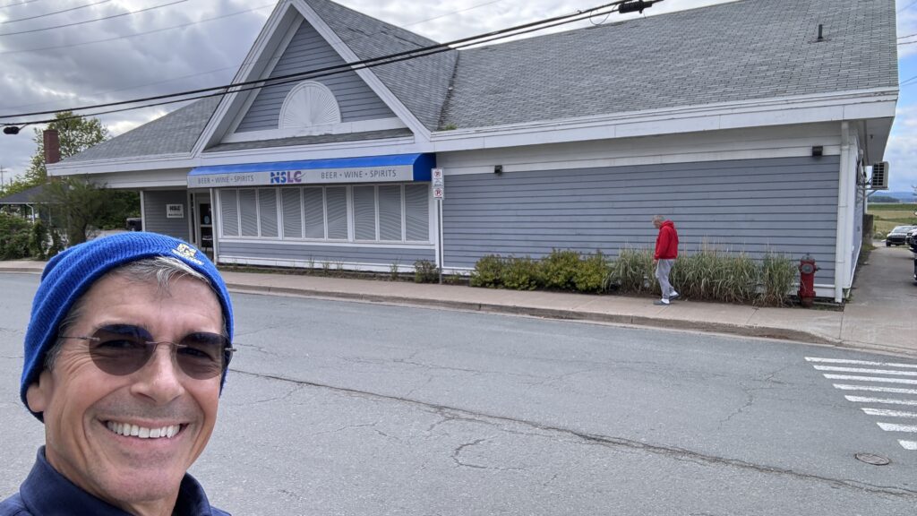 Man in front of a building