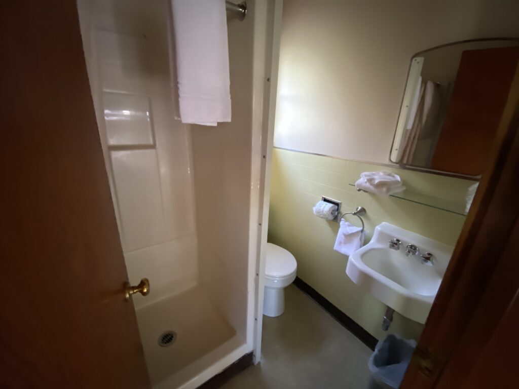 Motel small bathroom and shower